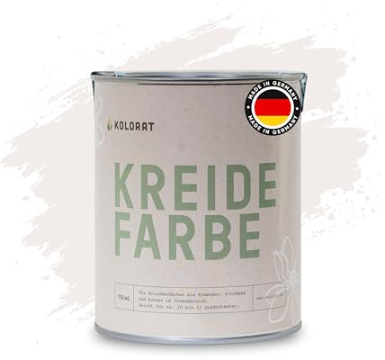 Kolorat® Kreidefarbe für Möbel weiß – 750 ml Holzfarbe – Flüsterton Nr. 101, matter Lack für Möbel innen – Hochdeckend & umweltfreundlich – DIN EN 71-3 geprüft – Made in Germany