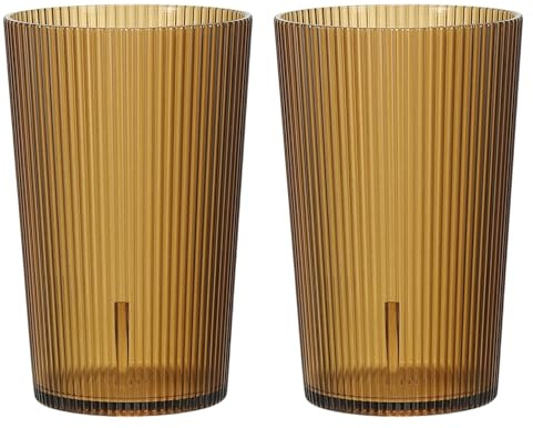sourcing map Lot de 2 verres réutilisables en plastique transparent de 270 ml - Verres à eau en plastique incassables et empilables pour bière, cocktail, eau, jus, whisky (marron)
