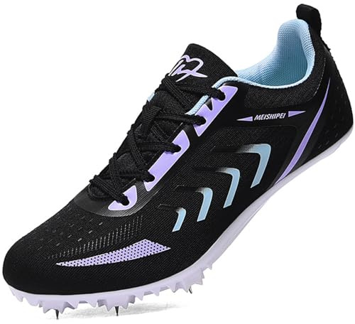 SDEQA Zapatillas de Atletismo con 7 Clavos para Hombre, Zapatillas de Carreras Deportivas para niños y niñas,Negro,35 EU