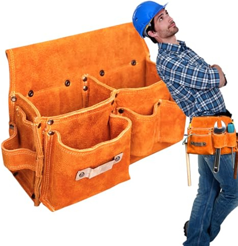 Borse Da Lavoro Per Uomo, Borsello In Pelle Con Ampio Spazio, Cinture Portaoggetti e Tasche Portatili Per Officina, Giardinaggio, Autoveicoli,