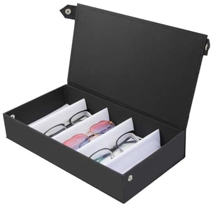 WUWENY Sonnenbrillen Aufbewahrung, Brillen Organizer mit 5 Fächer, Brillenständer für Mehrere Brillen, Brillenbox für Mehrere Brillens, Aufbewahrungsbox für Brillens und Kleine Gegenstände