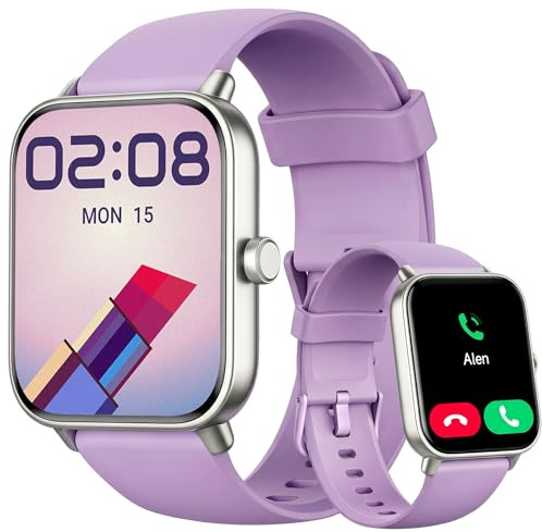 Montre Connectée Femme Appel Bluetooth, 1.8 Montre Connectée pour Samsung iPhone Android, Voix de l'IA, Alexa intégrée, Smartwatch Moniteur de SpO2/Sommeil/Podometre/Calories, IP68, 100+ Modes