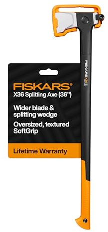 Fiskars X36 Super Splitting Axe 36, Forged Steel Blade for More One-Strike Splits on Large Logs, Shock-Absorbing FiberComp Handle & Low-Friction Coating for Easy Removal & Rust Protection