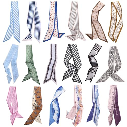 Zhamate 18Pcs Fashion Scarves for Women Multifunctional Purse Scarf Boho Neck Scarves for Headband Bag Belt Hair Accessories