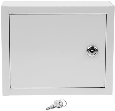 TOPBATHY Wall Mounted Lockable Milk Box White Metal Milk Container Key for Home Use Rainproof for Four Bottles and Half-Pint