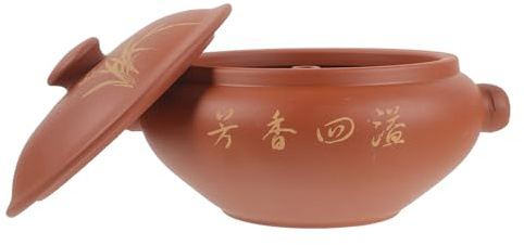 jojofuny Casserole Vapeur Céramique avec Couvercle Marmite Cuisson Multi-usage pour Légumes Viande Poisson Design Traditionnel Élégant pour Cuisine