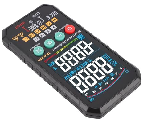 FTVOGUE Multimètre Numérique Intelligent, écran LCD 6000 Points, Testeur de Multimètre True RMS pour la Résistance au Courant de Tension AC DC, Tests électriques Automobiles Industriels et Domestiques