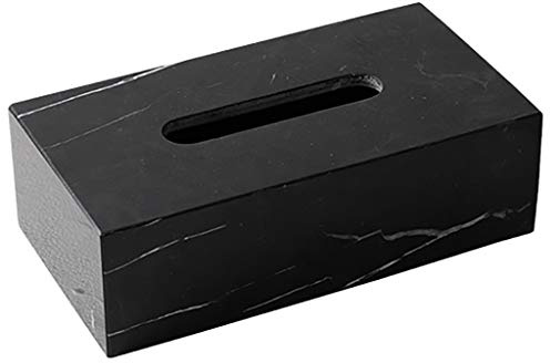 Eleganter Marmor-Tücherbox-Halter, groß, quadratisch, Serviettenspender in Weiß und Schwarz, natürlicher Marmor, stilvolle Taschentuchbox für Tische, Nachttische und Arbeitsplatten