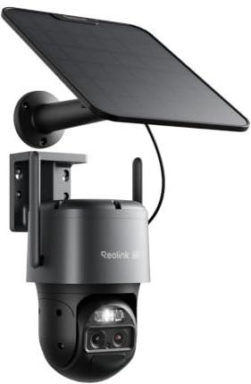 Reolink 4K PTZ Camera Exterieur Solaire, Suivi & Zoom Auto, TrackMix Gris