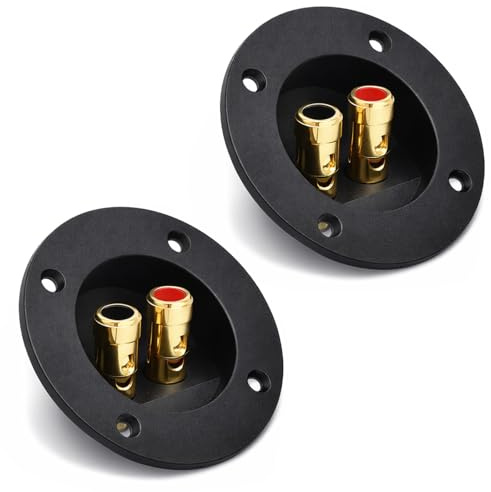 2 Stück Lautsprecher Terminal Cups, Lautsprecher Anschlussterminal Schwarze Subwoofer Box Terminal Cup 3 Zoll Sub Box Terminals, 2 Wege Runde Spring Cup Für Auto Stereo Subwoofer Systeme