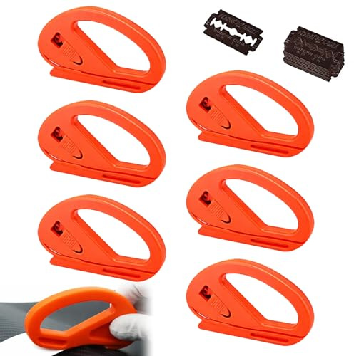 6 Stück Geschenkpapier Schneider für Rollen, Effizienter Wrapping Paper Cutter mit 10 Ersatzklingen, Orange Geschenkpapier Cutter für Weihnachten, Geburtstagsgeschenke und Papierrollen