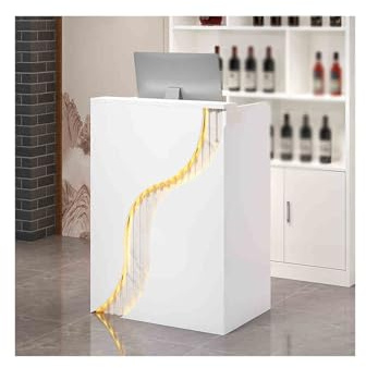 Modernt receptionsskrivbord med LED-lampor, elegant främre räknare för butiker, hotell och kontor