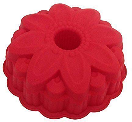 GMMH Gugelhupf Backform aus Silikon in Blumenform (Rot), Silikonbackform Blume Backform, Gugelhupfform, Kuchenform aus Silikon, Form, Silikonform, Brotbackform Obstbodenform Marmorkuchen Rührkuchen