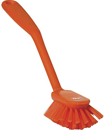 Vikan 42377 Dish Brush with Scraping Edge, Orange, Medium, 280mm Length, 60mm Width, 55mm Height