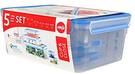 emsa Frischhaltedose CLIP & CLOSE, 5er Set, 0,15-3,70 L, Sie erhalten 1 Packung, Packungsinhalt: 5 er Set