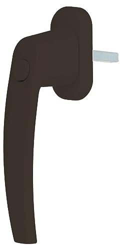 Premium Aluminium Fenstergriff mit Druckknopf, Farbe:Braun RAL 8019, Stiftlänge:35mm