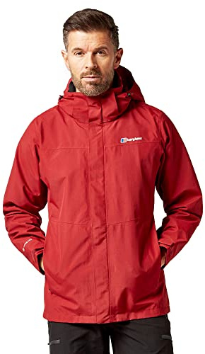 Berghaus Men’s Maitland GORE-TEX® Jacket with Adjustable Hood, Hem & Cuffs, Interactive (IA) Zip, Waterproof, Breathable & Windproof Raincoat (UK, Alpha, L, Regular, Regular, Red)
