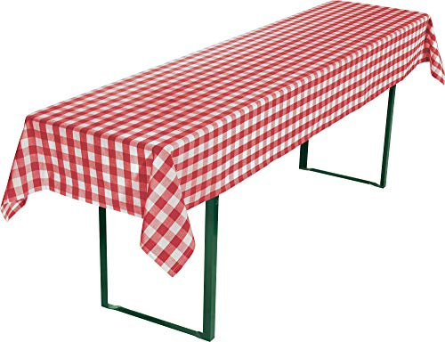 REDBEST Bierbanktischdecke, Biertisch-Auflage, Tischdecke Bierzeltgarnitur karo rot Größe 110x260 cm - strapazierstark und langlebig, mit schmalem Kuvertsaum