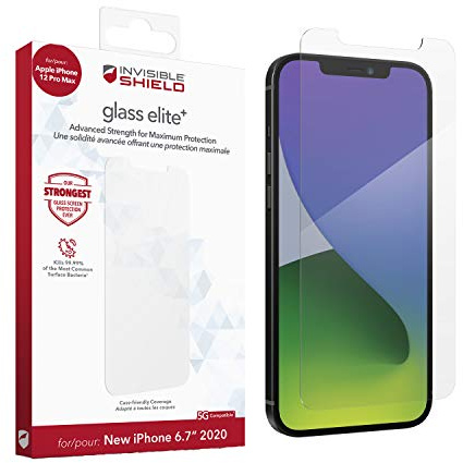 ZAGG InvisibleShield Glass Elite+ for the Apple iPhone 12 Pro Max (Screen)- Anti-microbial, Impact Protection, Smudge Free, Scratch Resistant