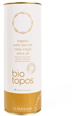 Biotopos, Ricco di Polifenoli, Raccolta Anticipata, Olio Extravergine di Oliva Greco Biologico - Single Estate - Koroneiki coltivato a secco, Messenia -1L, lattina