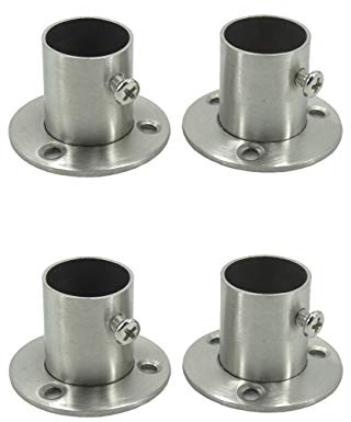 Edelstahl Kleiderstange Rundrohr Spurstangenkopf Halterung für Kleiderschrank, 4er Set, 46mm x 46mm x 30mm, Rostfreie Verstellbare Flanche für 22mm
