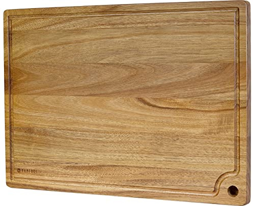 Extra Large Acacia Wood Cutting Board 20 x 14 Inch - Caperci Better Kitchen Chopping Board with Juice Groove & Handle Hole for Meat (Butcher Block) Vegetables and Cheese