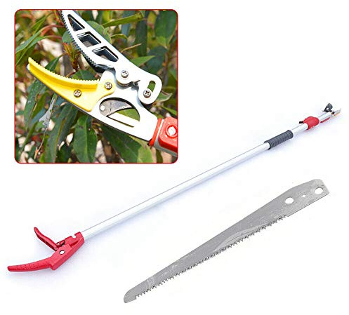 Tree Pruner Long Reach Pruner 1.2m-2.2m SK5 Steel Telescopic Saw Garden Secateurs Lopper Shears Pruning Extending Garden Tool for Tree Branches,Fruit Pick
