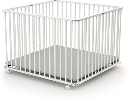 Webaby Laufstall Baby Faltbar Holz 100x100 Weiß