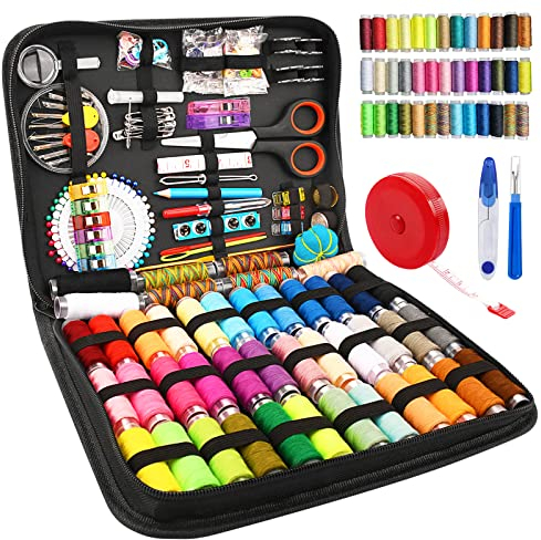 TWBEST 264 Nähset mit,Nähzubehör,mit Tragetasche 43 Garnrollen Enthalten,Nähzeug für Zuhause Reise und Notfall mit
