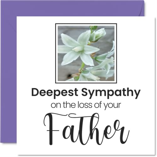 Stuff4 Trauerkarten – Deepest Sympathy On The Loss Of Your Father – Sorry Trauer Trauer Karten für Erwachsene, 145 mm x 145 mm Kondolenzen Thinking of You-Karte, Blumen Trauer Trauer Grußkarten