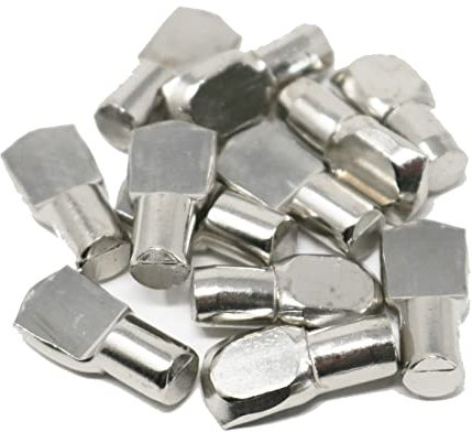 12 x fiXte Plug in Shelf Support Pins Steel Spoon Shaped Pegs 7mm Shelving Cabinet Furniture Nickel Plated Finish