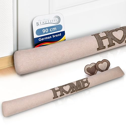 Beautissu 2er Set Zugluftstopper Windstopper Türvorleger Haustür Rolle Home | 90cm lang Natur Luftstopper Luftzugstopper Zugluft Stopper Kälteschutz Tür Türdichtung Tuuli HE
