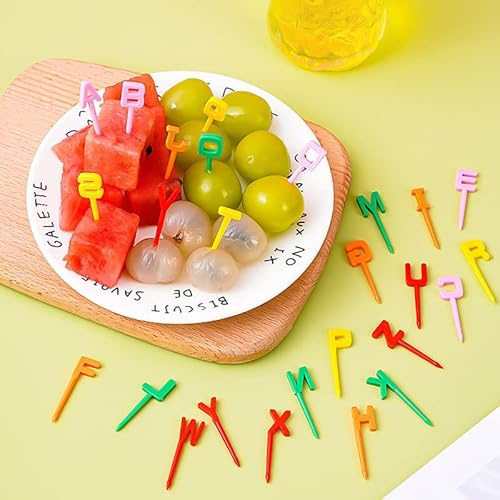 52 Piezas Carta Bento Tenedores de Frutas Palillos de Dientes Mini Tenedores Pinchos Palillos de Comida para Dedos Tenedores de Frutas Reutilizables Frutas Niños Pasteles de Comida Selecciones
