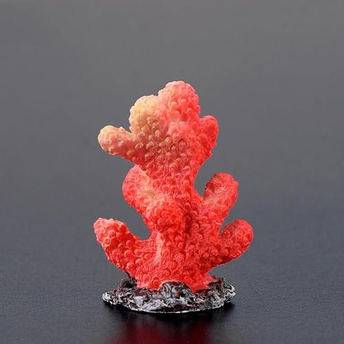 Movoja 2 stycken – akvariedekoration korall – för sött och saltvatten – dekoration korall akvaristik – 5 röda
