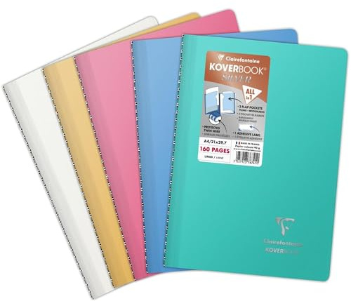 Clairefontaine 376741C Heft Koverbook A4 80 Blatt liniert farbig sortiert