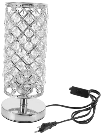 Gadpiparty Dekorative Kristall Tischlampe Silber Mit Knopfschalter Für Wohnzimmer Kompakte Schlafzimmer Nachttischleuchte Hochwertige Materialqualität Raumspartendes Design Warmes Licht
