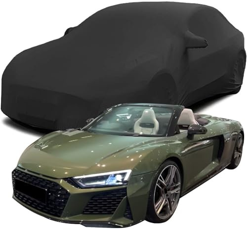 LOLUZ Auto Abdeckung für Audi R8 Spyder V10 Performance Quattro (620hp), Indoor Schutz Elastisch Atmungsaktiv Staubschutz Weich Stretch Stoff Autoabdeckung,Black