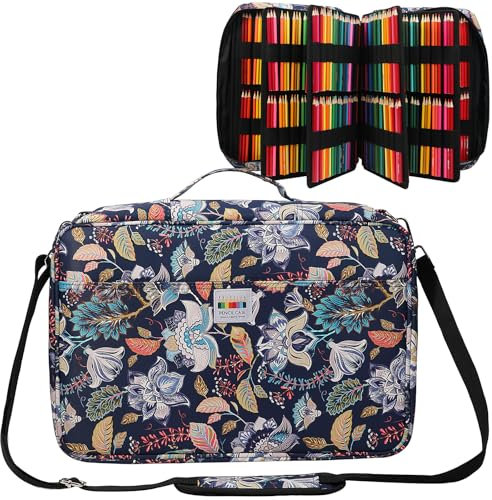 JAKAGO Federmäppchen mit großer Kapazität für 480 Buntstifte,Wasserdicht Stifttasche Schreibwaren Organizer für Malstifte Künstler Pinsel Fineliner Textmarker Geschenk für Kunststudenten（R-Flower）