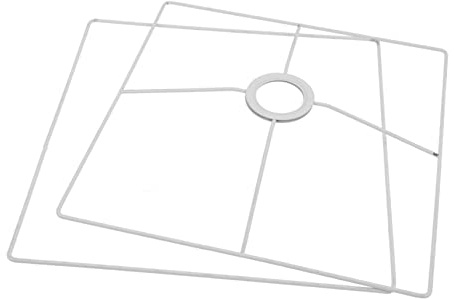 Lampenschirmring aus Eisen für E27, Weißes Quadratmodell | Lampenschirmgestell, Lampenschirmhalter für Kristalllampen und Stehlampen, Selbstgemacht Lichtkäfigschutz