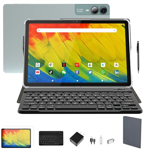 MSLSTM Tablet Gemini ai Android da 11 pollici 2026 Tablet 18 GB RAM 128 GB ROM+1 TB TF Espansi, Display 2K, CPU T616, fotocamera da 23 MP, WiFi 5G, altoparlanti stereo quad, tablet con tastiera
