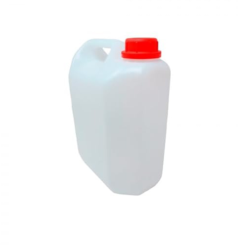 Bilake Garrafa PVC de 5l para Descarga desagüe Aire Acondicionado con asa | Bidón plástico Color Blanco y tapón Rojo 27x21x13 cm