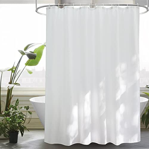 EurCross Rideau de douche 180 x 160 cm, en tissu textile, blanc, anti-moisissure, imperméable, pour salle de bain, lavable, séchage rapide, en polyester, avec 12 anneaux