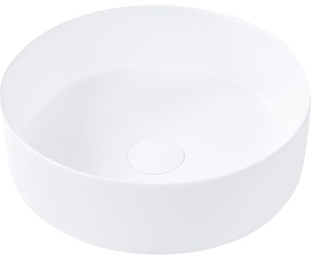 Lavabo sobre encimera de cerámica baño redondo blanco crema mate ⌀ 36 cm Calig
