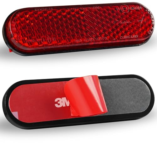 polarmotor Motorrad Reflektor Rückstrahler Hinten 67x17x8mm E4-Geprüft Fahrrad Mini Katzenaugen Rot Selbstklebend 2 Stück