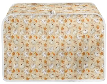 TOADDMOS Herbst-Ahornblatt-Kürbis-Toaster-Abdeckung, 4 Scheiben, kleine Geräteabdeckung, Toaster-Beutel, Staubschutz mit Tragegriff oben, Toaster-Ofenabdeckungen