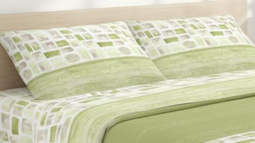 Completo Lenzuola Invernale Felpate in Flanella Anti-Pilling 100% Cotone. Set lenzuola a fiori morbidissim made in Italy. singolo matrimoniale piazza e mezza (DYANE verde, matrimoniale)