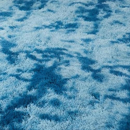 AIMECO Hochflor Teppich Wohnzimmer Carpet 160X230cm Anti-Rutsch Extra Große Teppiche Schlafzimmer flauschig Teppiche Matte Teppichen Mädchen Schlafzimmer und Kinderzimmer.Tie-dye Dunkelblau