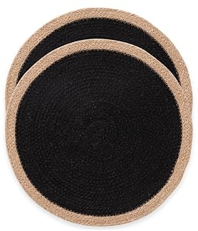 Manteles Individuales Redondos, Salvamantel Yute, Natural Hecho a Mano, 38x38 cm Pack 2 Unidades