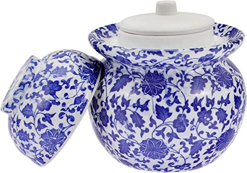 TianqqYongyong Vaso di ceramica Kimchi, vaso di fermentazione Crock, recipiente di tenuta sottaceti, con coperchio a tenuta d'acqua, conservazione degli alimenti Kimchi (stile-A)