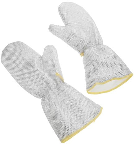 Didiseaon 2pcs Silver Wire Mesh Gloves Dishwashing Non Slip Reusable Cleaning Kitchen Food Handling Gloves Heat Resistant for Kitchen Cleaning and Washing up